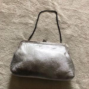 Silver Party clutch with silver chain